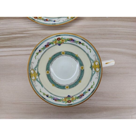 Mintons Helena Dark Green Footed Cup And Saucer England Bone China - Picture 6 of 12